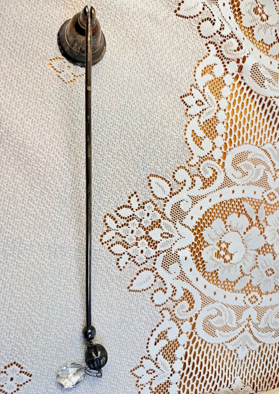 Two’s Company 12” Candle Snuffer Hanging Metal Bell w/ Glass Crystal Drop